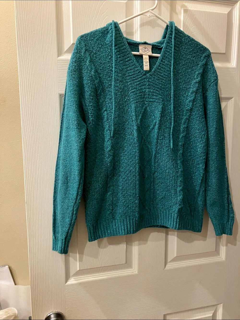 St. John's Bay Teal V-Neck Hooded Sweater